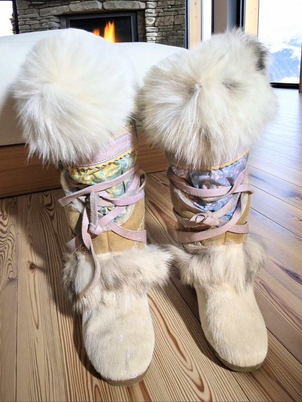 Tecnica Women's Fur Snow Boots 36 US 7, Apres Skandia, Multicolored